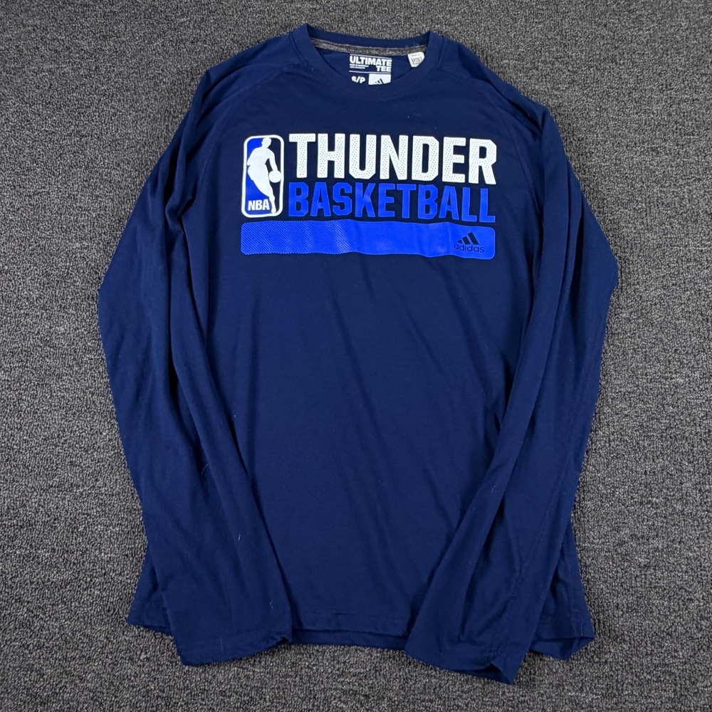 Oklahoma City Thunder Adidas Long Sleeve Shirt Mens S Navy NBA Basketball EUC
